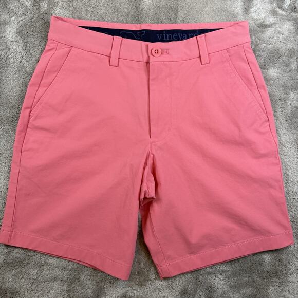Vineyard Vines Mens 28x8 Pink Tech Breaker Golf Shorts Stretch Performance - Picture 1 of 7
